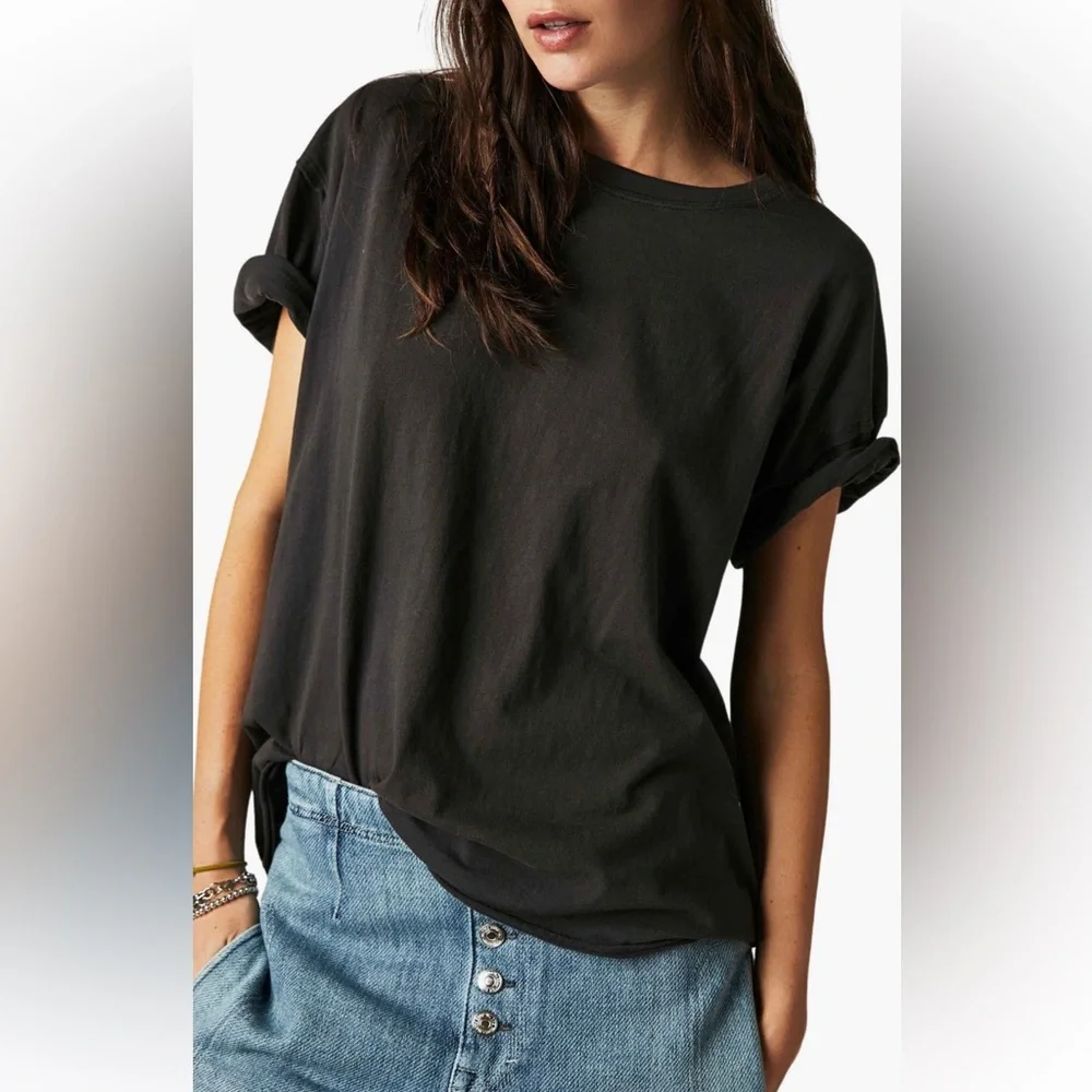 Free People NWT Nina Oversized Crewneck Short Sleeve 100% Cotton T-Shirt small - Picture 4 of 15